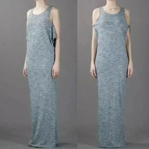 MM6 Maison Martin Margiela Striped Cold Shoulder Rainbow Jersey Maxi Dress